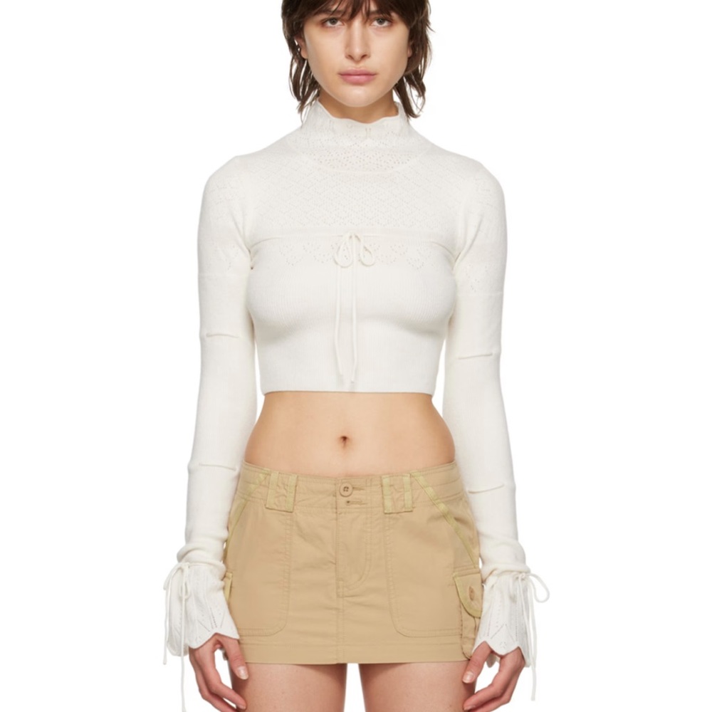 Danielle Guizio off-white bow turtleneck